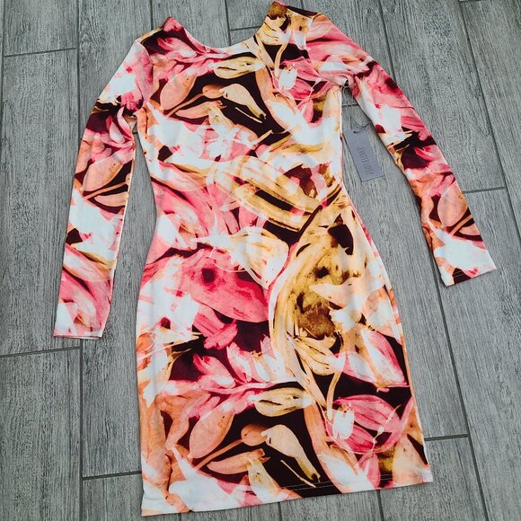 Jennifer Lopez Collection Women's Vibrant Long Sleeve Bodycon Dress Size S NWT - Picture 5 of 16